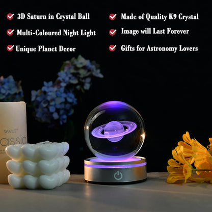 IFOLAINA 3D Solar System Crystal Ball Model Gift Space Astronomy Gift Planets Multicolor Universe Globe Ball Science Astrophysics Gift Night Light Kids Bedroom Adults Gift