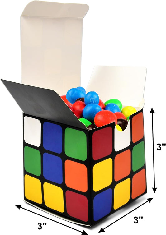 Gift Boutique 24 Pack Magic Cube Party Favor Boxes Cubes Puzzles Game Box Cardboard Gift Box Wrapping for Birthday Party Favors Supplies Decorations Fill with Candy Cupcake Goodies Prizes 3" Cubes