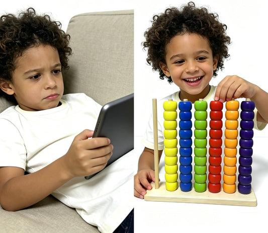 2-Pack Color Matching Stacking Puzzle Game - Color Stack Challenge Competitive Brain Teaser Tabletop Game, Family Game Set with Wooden Rack & Beads