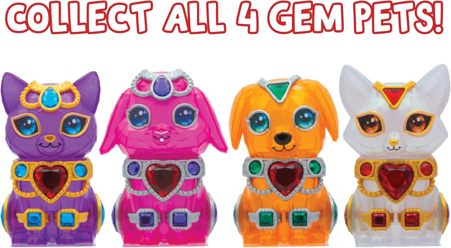 Gem Pets Purple Diamond Bunny Treasure Dig Kit with Lilac-Scented Soap, Includes 10 Gems, 4 Accessories & Digging Tool to Decorate Pet, Mess-Free Excavation Activity for Kids, Pink Doll & Purple Gems