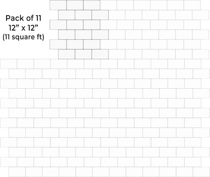 VViViD 11 Sheets Peel and Stick Grey Gloss Faux Ceramic Brick Wall Tiles, Self Adhesive Backsplash 12”x12”, 2mm Thick Kitchen, Bathroom (11 sq. ft.)
