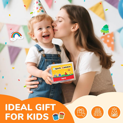 JoyCat Fridge Magnets for Toddlers & Kids – 26 Cute A-Z Objects, Large Magnetic Refrigerator Toys, Fun Educational Learning Gifts for Girls and Boys 2 3 4 5 Years Old