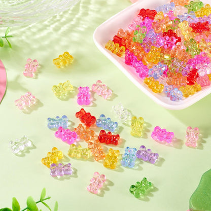 Kissitty 100Pcs Clear Acrylic Bear Beads Cute Bears Loose Beads Bulk Transparent Gummy Bear Spacer Bead Counting Bears for Bracelet Adults Necklace Earring Crafts Bag Key Chain DIY Jewelry Making