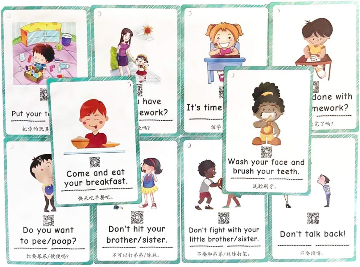 100 Parent-Child Daily Conversation Starters Cards with Picture - Fun Family-Friendly Vivid Question Cards Game for Kids - Learning Materials Great for ESL Teaching: Parent/Teacher/Autism