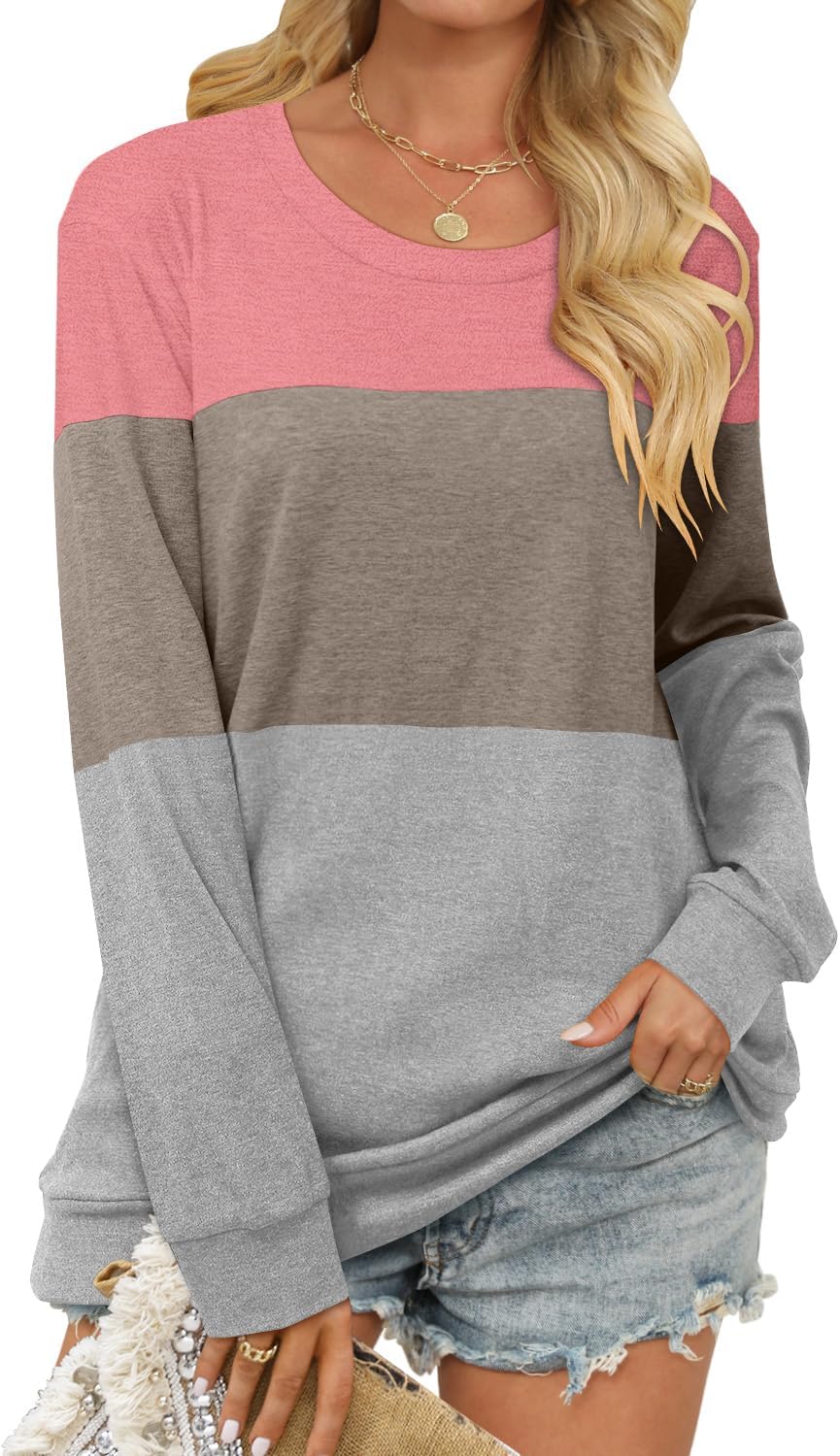 CRAZY GRID Womens Trendy Long Sleeve Shirts Casual Loose Soft Sweatshirt Fall Tops