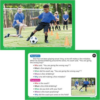 Super Duper Publications | Webber® Photo Cards – WH Questions | Flashcards - Receptive and Expressive Language Skills | Educational Learning Resource for Children