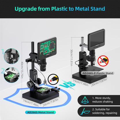 Andonstar AD266S 20X-5000X HDMI Digital Microscope, 5 Lens 2160P UHD Video Record, 7'' LCD Microscope for Adults Kids, Home Lab Biological Kit with Slides, Coin Full View