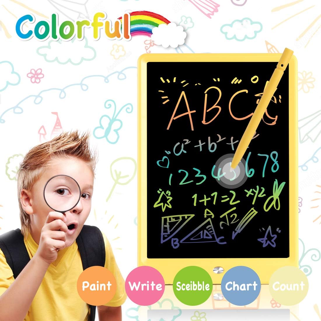 ORSEN LCD Writing Tablet 10 Inch, Colorful Doodle Board Drawing Pad for Kids, Toddler Toys for 3 4 5 6 7 8 Year Old Girls Boys Gifts (Pink)