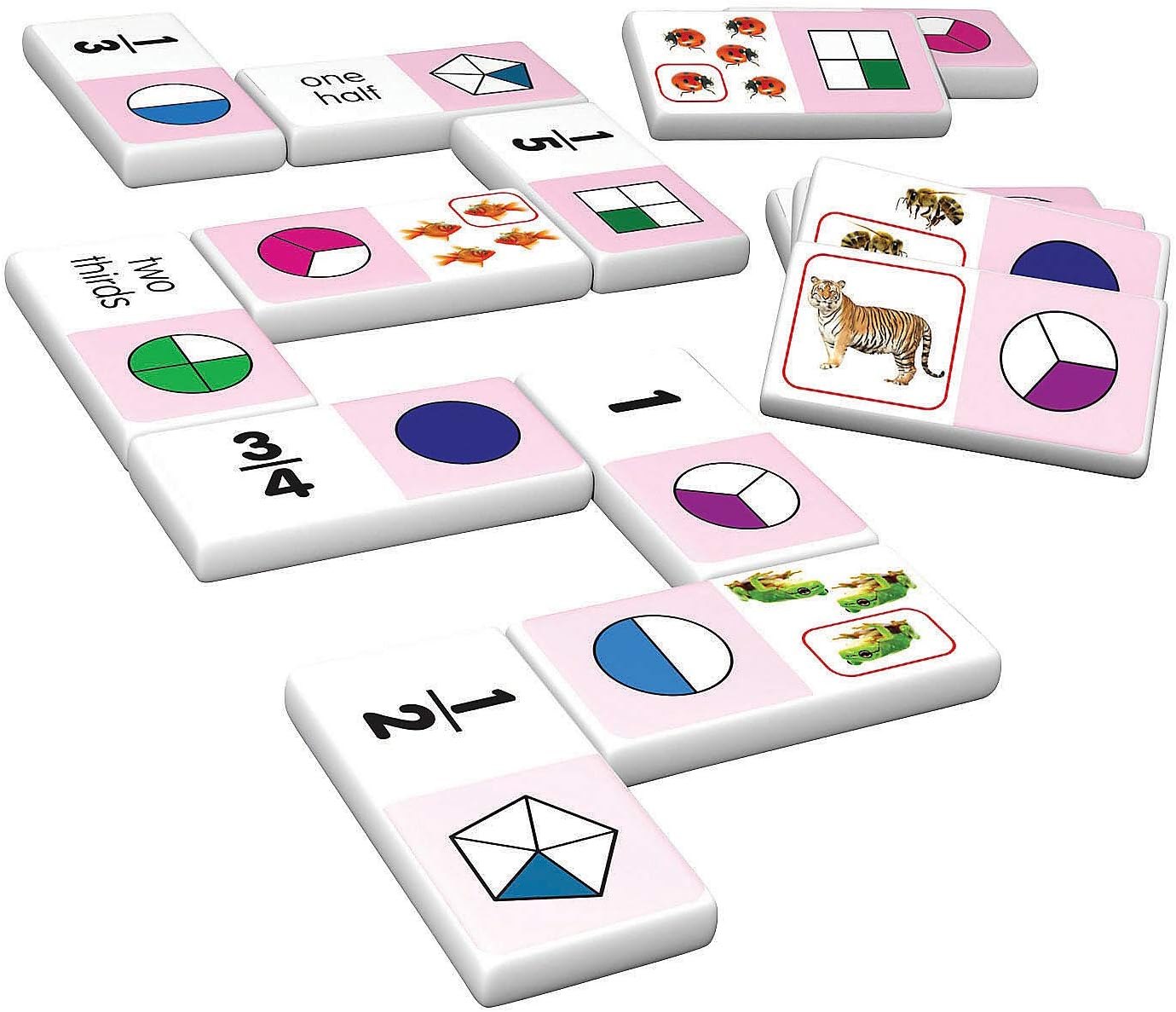 Fun Express Fraction Dominoes - 28 Pieces - Educational and Learning Activities for Kids