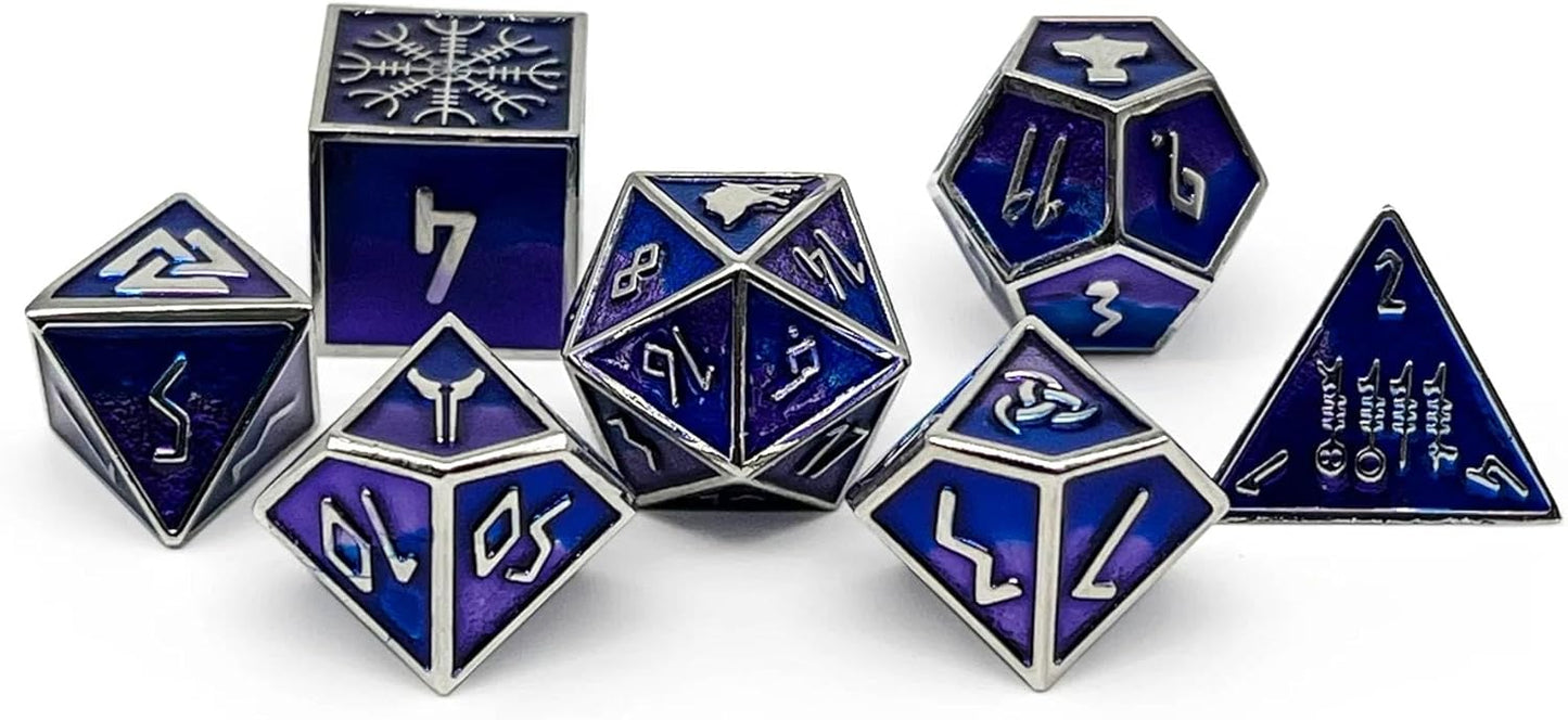 Norse Foundry Set of 7 Banshee Wail Norse Series Full Metal Polyhedral Dice RPG Math Games DND Pathfinder