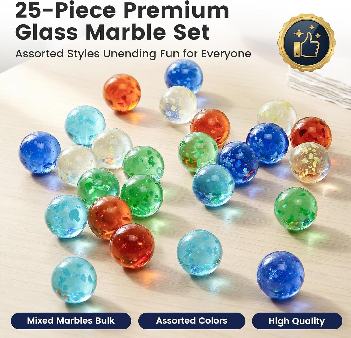 SallyFashion 25 PCS Glow in The Dark Marbles, Bulk Luminous Colorful Glass Marbles for Kids Marble Run Games