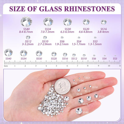5000PCS SS6/2mm Glass Crystal Rhinestones (Clear), Bedazzling Flatback Rhinestones for Crafting DIY Crafts Nail Art Makeup Decoration, Gems Diamond Charms for Tumbler Shoes Clothing Mug