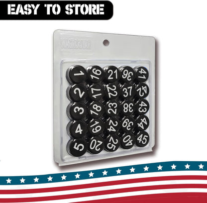 1-50 Magnetic Numbers, Magnets with Number for Dry Erase Boards, Round Number Refrigerator Magnets for Whiteboard in Home and Office (0.8" Diameter, Black)