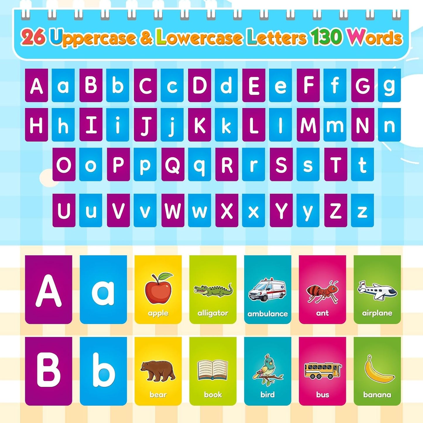 Alphabet Learning Flip Chart Toddler ABC Learning Toys for Kids Ages 3-5, Matching Letter Game Lowercase & Uppercase Alphabet Flash Cards, Kindergarten Preschool Classroom Learning Activities
