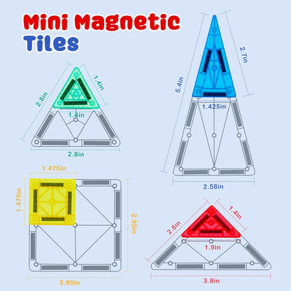 Gemmicc 100 PCS Magnetic Tiles with 2 Cars, STEM Approved Educational Magnet BuildingToys, Magnet Puzzles Stacking Blocks for Boys Girls