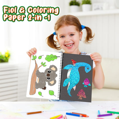 Foil Craft Bugs Butterfly DIY Art Fun Kits Set, No Mess Creative Foil Art Drawing Game for Kids, Birthday Gifts Crafts Supplies Travel Toys for Girls Boys Ages 4-9