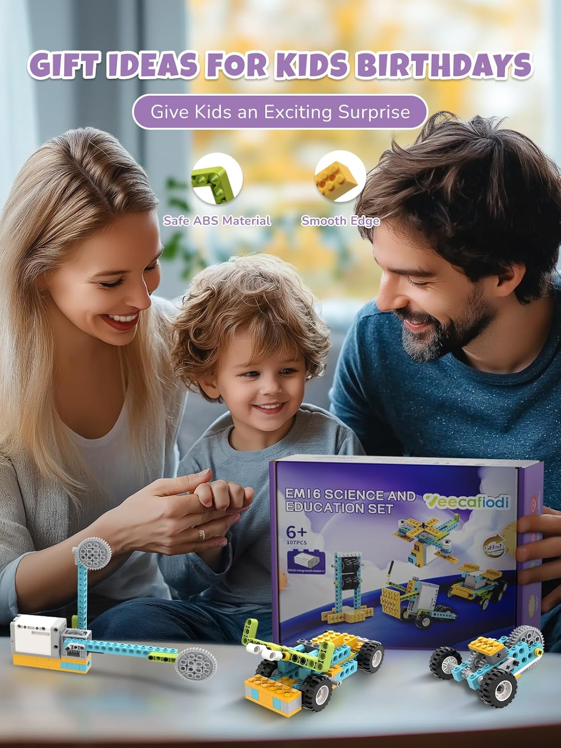 Veecafiodi 50 in 1 Science Kit for Kids 6-12, STEM Toys for Kids Age 8-12, Educational Building Toy for Boys Girls, Motorized Engineering Set, Birthday Gift