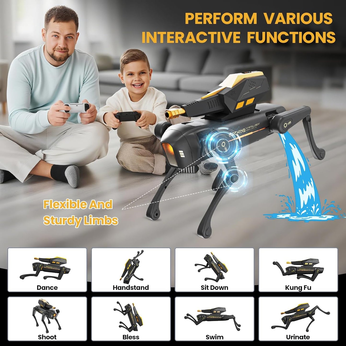 cxjoigxi Smart Dog Toy, Interactive STEM Pet with Blaster, Voice & Remote Control, App Programming, 30+ Actions, Bionic Walking, RC Dog Birthday Gifts for Kids Boys Girls Age 6+
