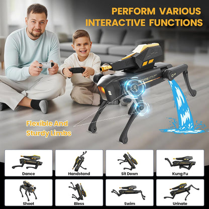 cxjoigxi Smart Dog Toy, Interactive STEM Pet with Blaster, Voice & Remote Control, App Programming, 30+ Actions, Bionic Walking, RC Dog Birthday Gifts for Kids Boys Girls Age 6+