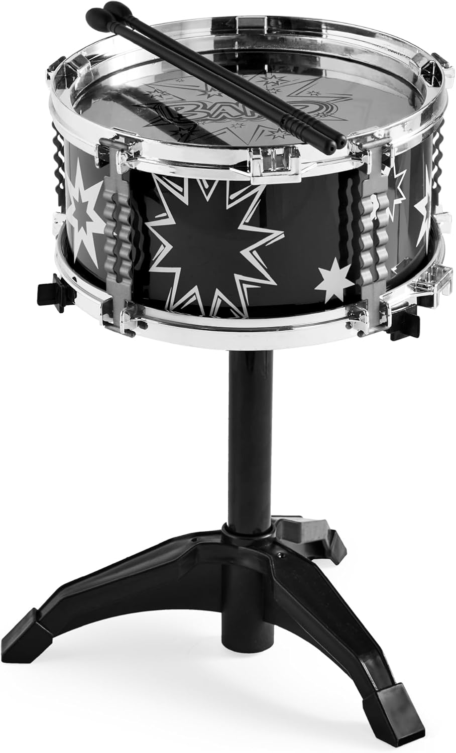 Best Choice Products 11-Piece Kids Beginner Drum Kit, Musical Instrument Toy Drum Set for Music Practice w/Bass, Toms, Snare, Cymbal, Stool, Stand Drumsticks - Black