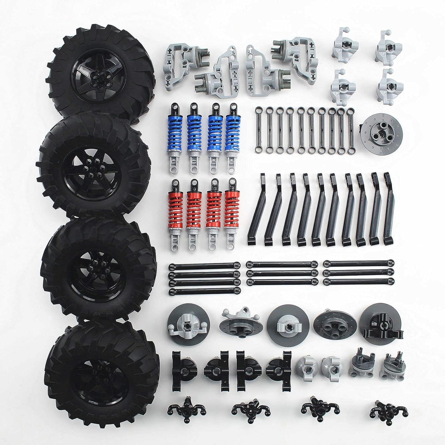 Technics Parts Vehicles Suspension System with Tire 107x44 Technical Parts Set Compatible with All Major Brands, MOC Parts Building Toy DIY Accessories (200pcs)