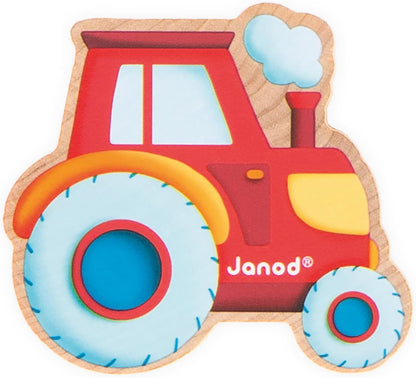 Janod - Stringable Farm-Themed Wooden Beads Set 11 Pieces - Designing Custom Jewelry - Imagination Development - Boosts Creativity and Motor Skills - Encourages Imaginative Play