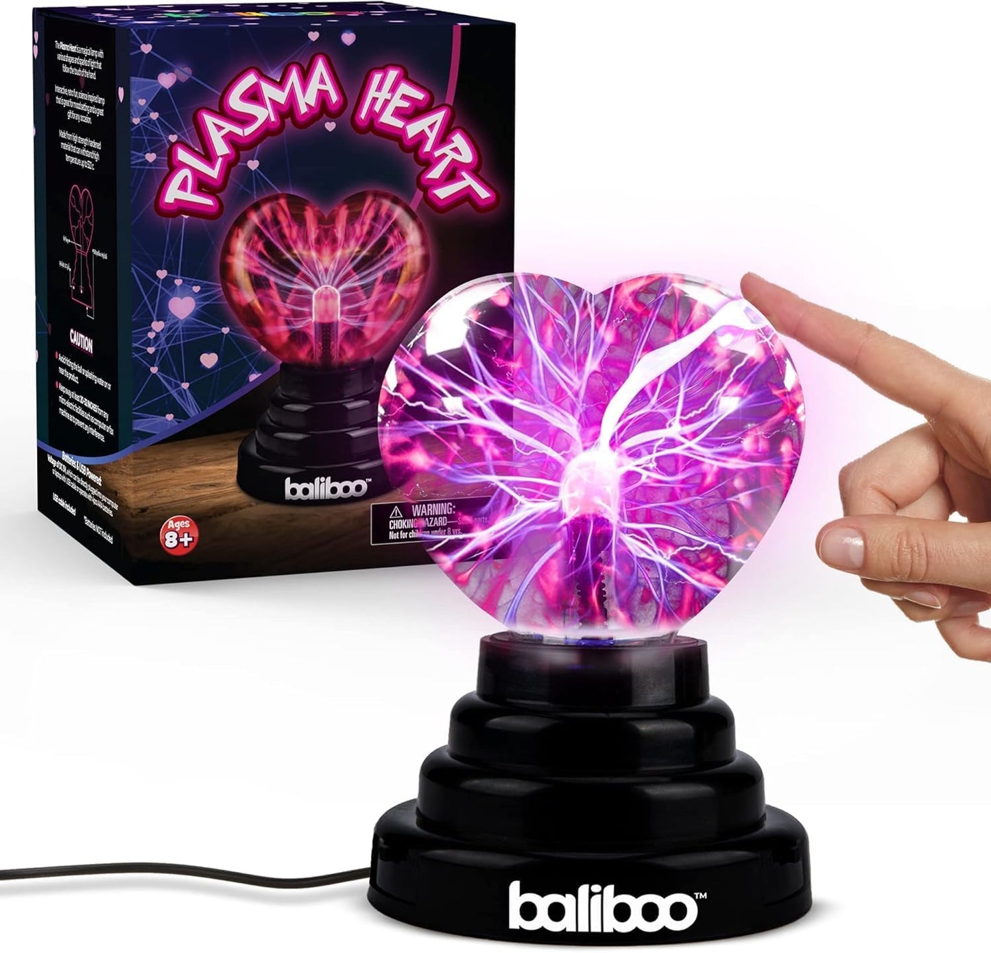BALIBOO 3" Mini Plasma Ball Light – Touch Activated Lightning Globe – USB and Battery Powered Plasma Globe Lamp – Interactive Science Static Electricity Ball