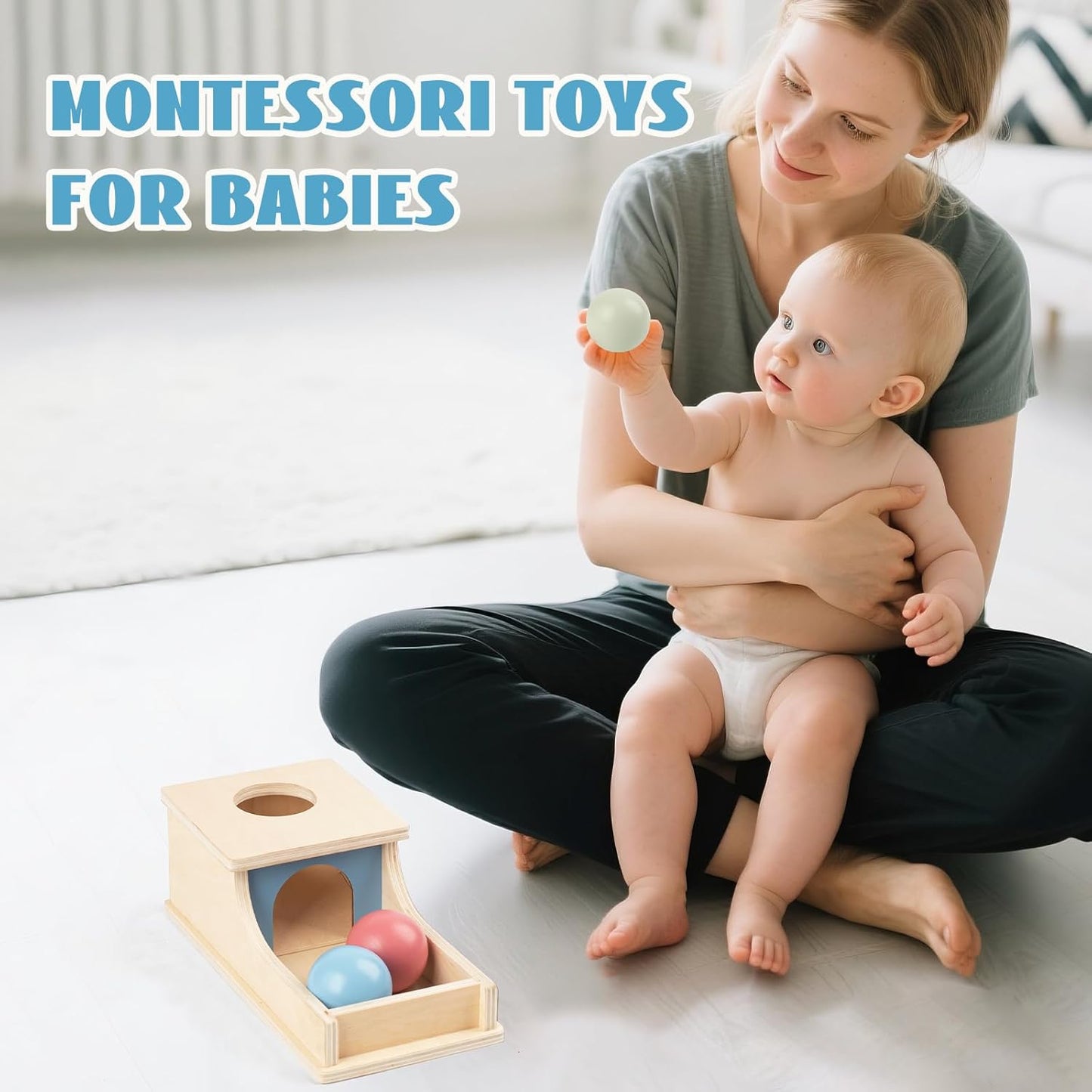 Busy edition Montessori Toys for Babies 6-12 Months Object Permanence Box Wooden Ball Drop Toy Play for 6 Month 1 2 3 Year Old Toddlers Infant Early Age Toy