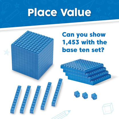 hand2mind Plastic Interlox Base Ten Blocks Classroom Set, Connecting Cubes, Base 10 Blocks for Math, (Set of 644)