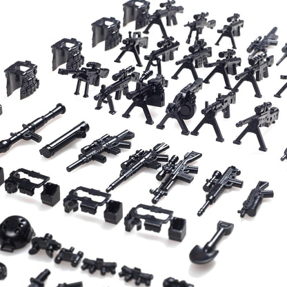 Weapons Pack Military Toy Set Building Blocks Model for Soldier Figures, Army Equipment Gear Kit Pieces and Parts Accessories Compatible with Major Brand