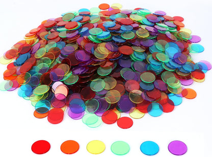 GSE Games & Sports Expert Blue Bingo Chips, 500 Pieces 3/4-Inch High-Contrast Transparent Counting Chips for Bingo Games, Parties
