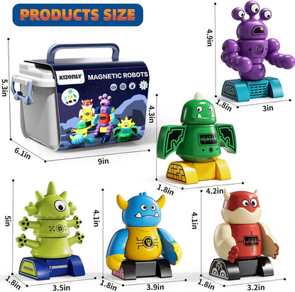 Magnets Robot Building Toys for Kids Ages 3-5 4-8 - 106 PCS Monsters Toys Robot Stacking Building Blocks Set with Storage Box, Creative Learning Christmas and Birthday Gifts for Boys Girls 2-4