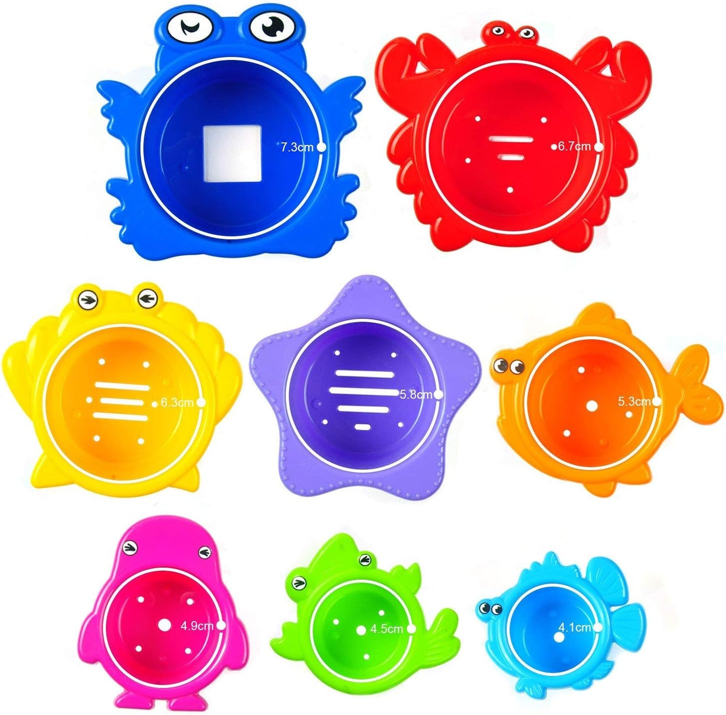 Baby Bath Stacking Cups – 8-Piece Montessori Beach & Bathtub Toy Set for Toddlers – BPA-Free, Easy-Drain, Educational Water Toy for Kids Ages 18 Months+ by Extasticks®
