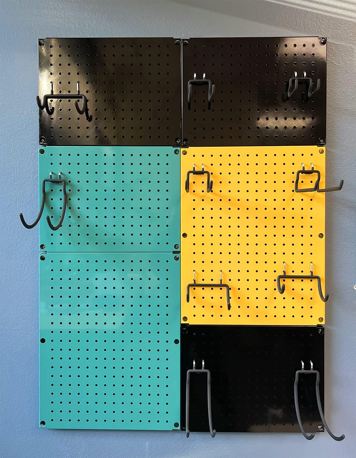 Metal Pegboard 12-Inch Tall x 16-Inch Wide Heavy Duty Wall Organizer for Home Garage Tool Storage 4pcs Green