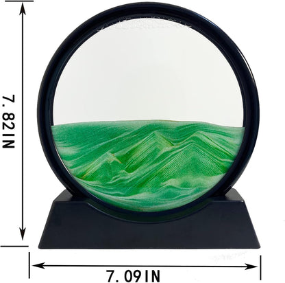 SANDCLE Moving Sand Art Liquid Motion - Moving Sand Art Picture Decor 3D Deep Sea Sandscape, Round Glass Frame Display Flowing Sand Relaxing Toy for Desktop Home Office Work Decoration(Blue, 12")