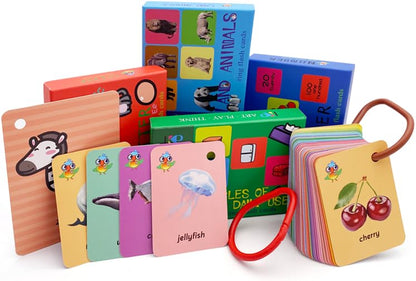 Toddler Number Flash Cards,No.123 Sight Words with Pictures Preschool Kids Flash Cards 28 Pcs with Ring(Number)