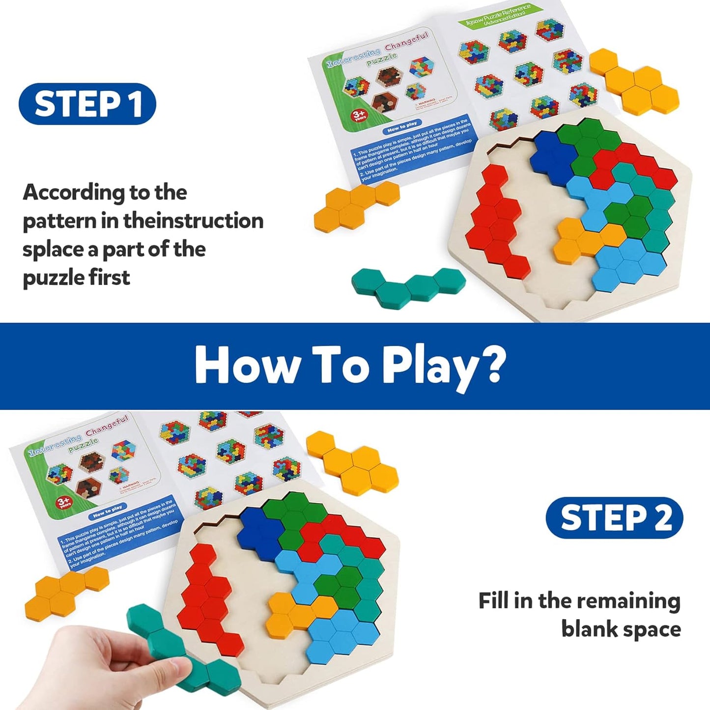 Skrtuan 5 Pack Wooden Puzzles Set - STEM Montessori Educational Board Games and Logic Traning Brain Teaser Geometric Shapes Tangram Puzzle Games for Kids Ages 3+