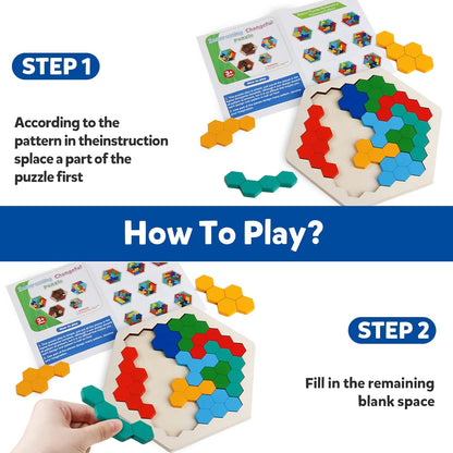 Skrtuan 5 Pack Wooden Puzzles Set - STEM Montessori Educational Board Games and Logic Traning Brain Teaser Geometric Shapes Tangram Puzzle Games for Kids Ages 3+