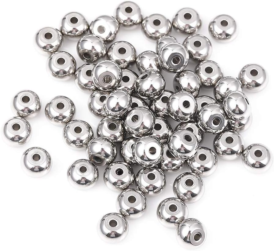 BEADIA Stainless Steel Spacer Beads 3x2.5mm Round Loose Charm Caps Beads for DIY Jewelry Making 100pcs with 1mm Hole