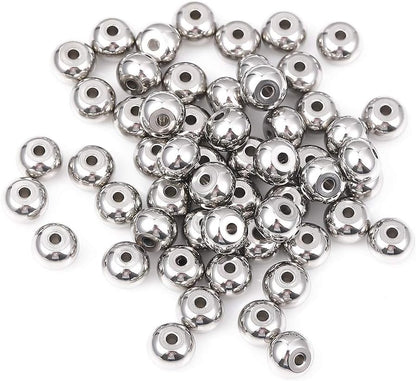 BEADIA Stainless Steel Spacer Beads 3x2.5mm Round Loose Charm Caps Beads for DIY Jewelry Making 100pcs with 1mm Hole