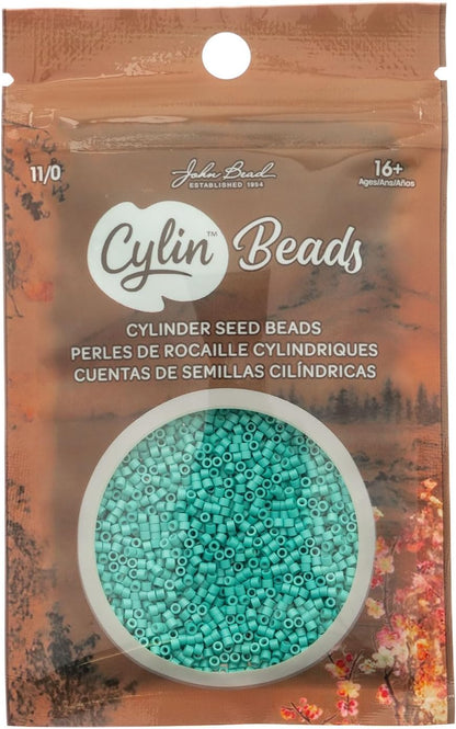 John Bead 25g Cylin Beads Opaque Turquoise Green 11/0 Glass Cylindrical Seed Beads for Jewelry Bracelets Necklaces Earrings Making Embroidery