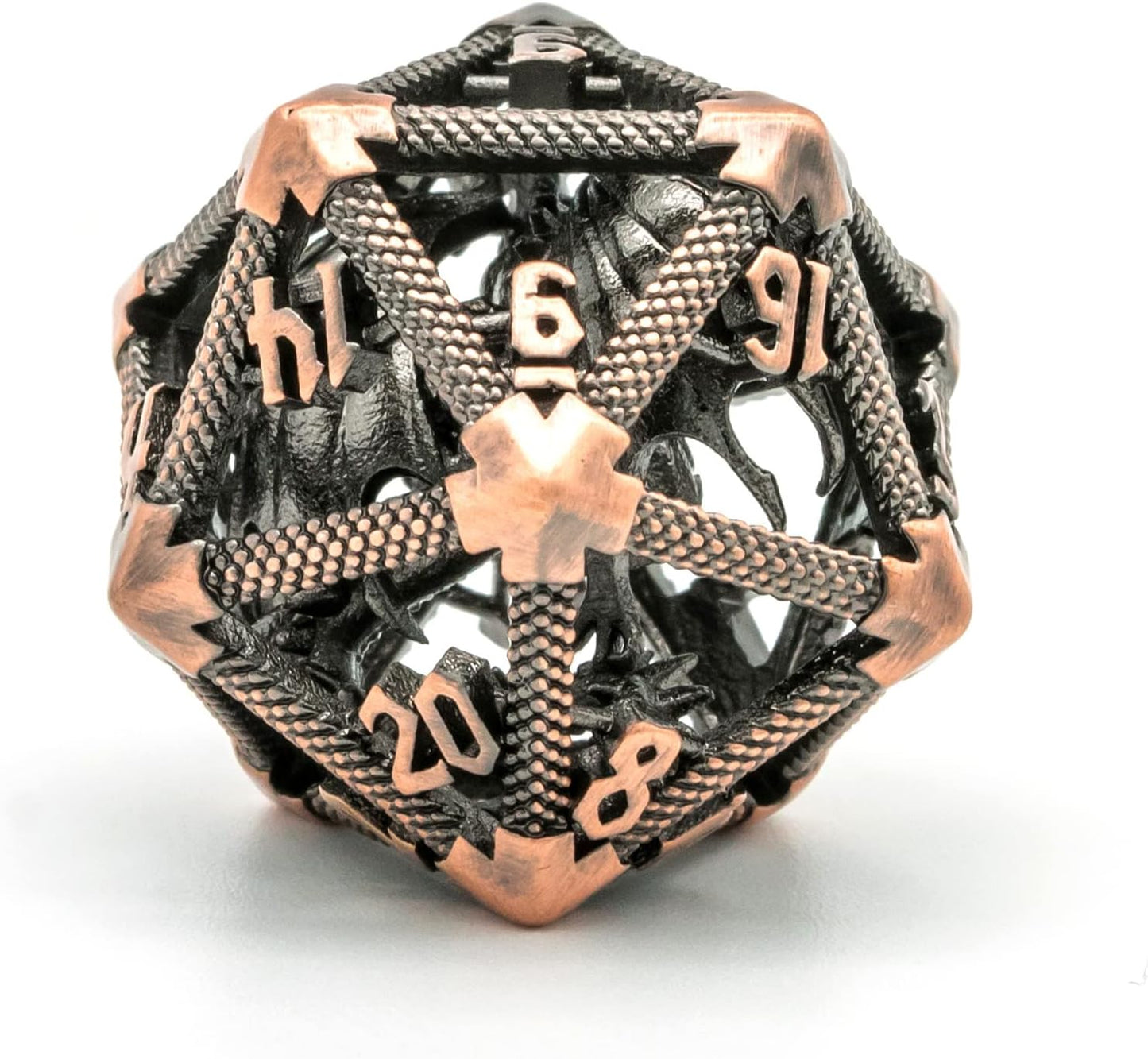 UDIXI Steampunk Metal Dice Set, 7 Die Polyhedral DND Dice Set for D&D Role Playing Game and Math Teaching (Ancient Copper)