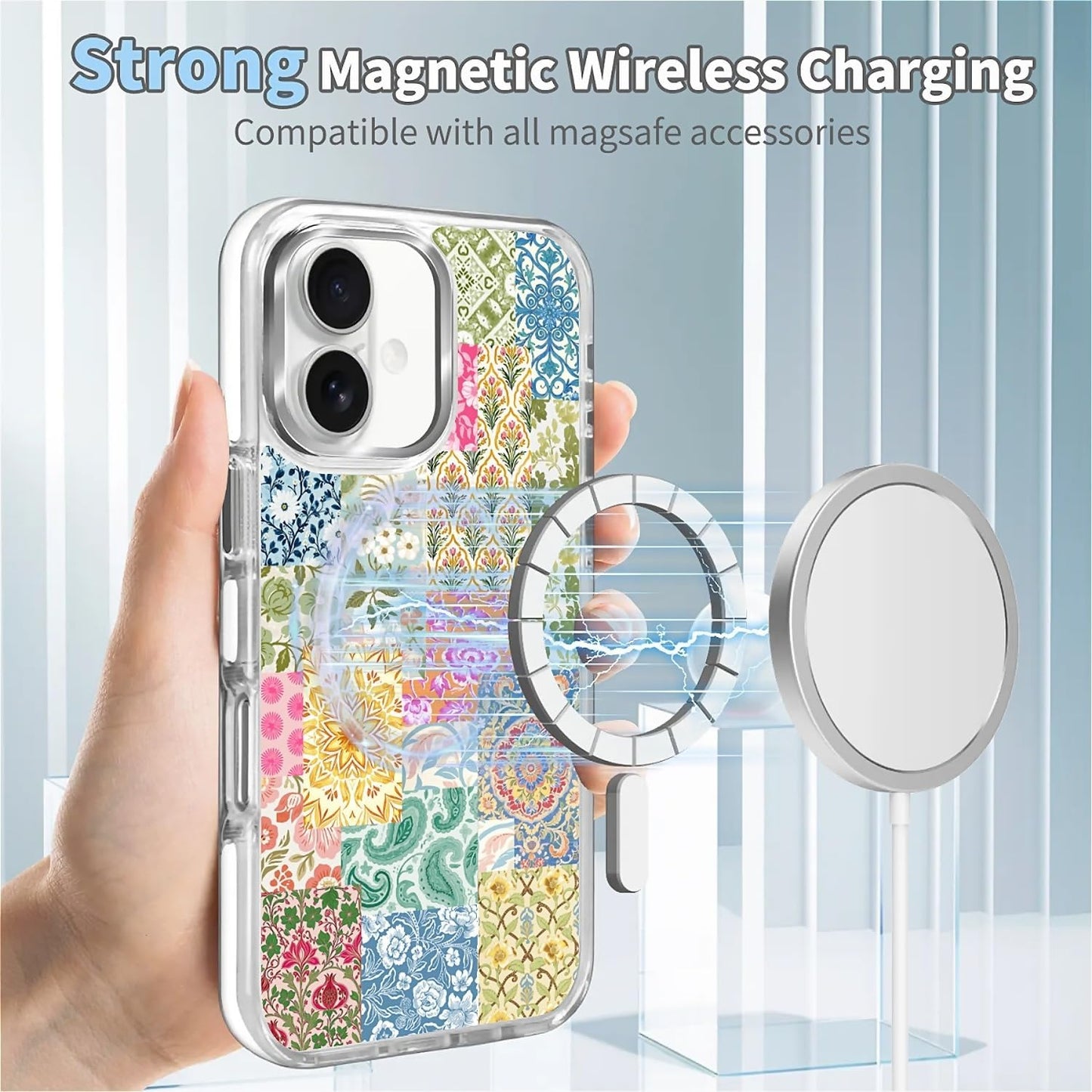for iPhone 17 Pro Max Case [Compatible with Magsafe],Girls Women Clear Magnetic Case Silicone Shockproof Protective Cover with Pattern Colorful Motivational Letters
