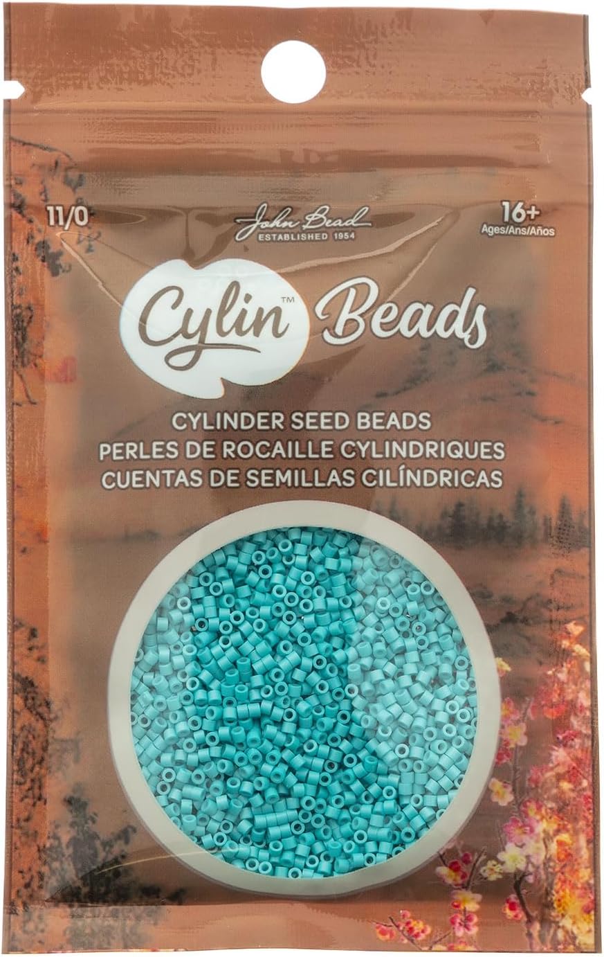 John Bead 25g Cylin Beads Opaque Turquoise Green 11/0 Glass Cylindrical Seed Beads for Jewelry Bracelets Necklaces Earrings Making Embroidery
