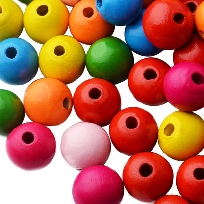 Aylifu Round Wooden Beads, 50 pcs 25mm Natural Unfinished Wooden Spacers for DIY Crafts Jewelry Making, White, Hole: 5mm