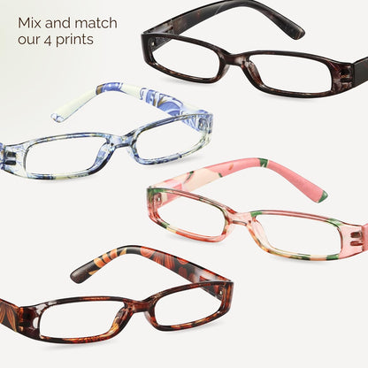 Gaoye 4-Pack Readers for Women, Blue Light Blocking Reading Glasses, Stylish Reading Glasses for Women in 4 Patterns