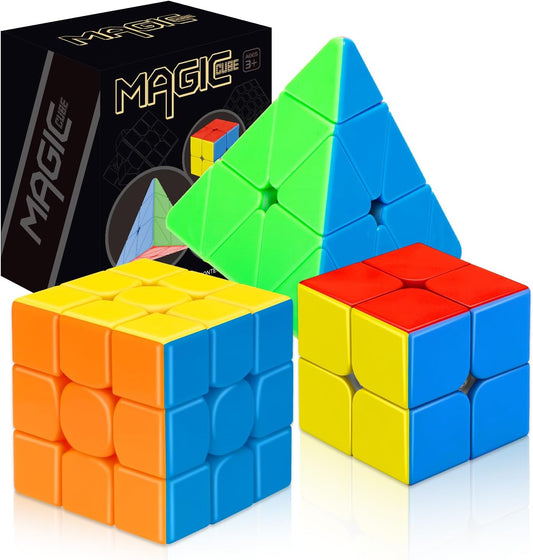 STEAM Life Speed Cube Set, Speed Cube Set of 2x2 3x3 4x4 Megaminx and Pyramid Cube Smoothly Stickerless Magic Cubes Collection for Kids & Adults