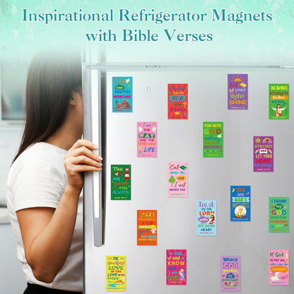 Blosssound 60 Pcs Inspirational Christian Magnets with Bible Verses Religious Refrigerator Magnet Motivational Quotes Fridge Scripture Positive Gifts for Home Office School Locker Decor(Scenery)