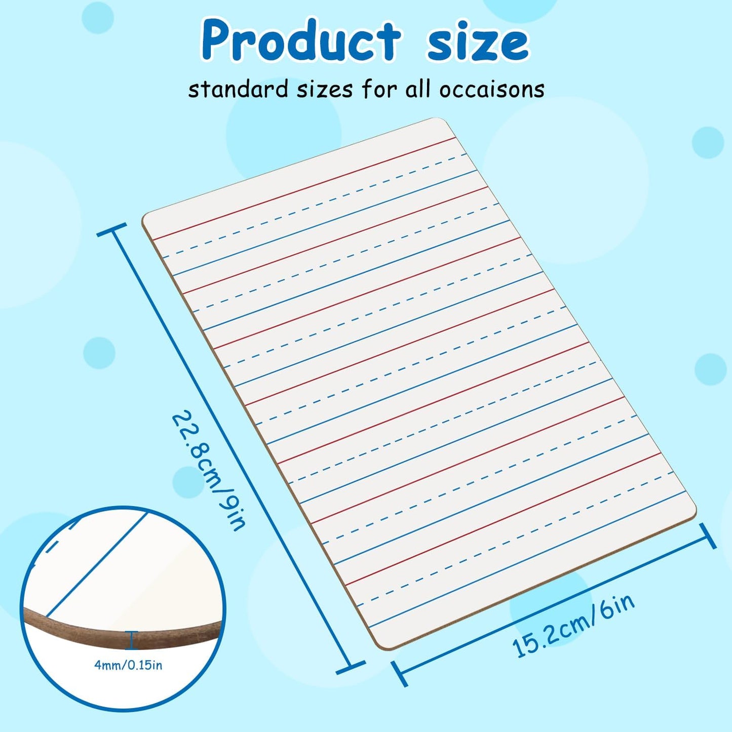 4-Pack Mini Dry Erase Boards, 6"x9" Double-Sided Lined Whiteboards for Students, Teachers – Reusable Boards for Math, English, Handwriting Practice, Ideal for Classroom & Homeschool Learning