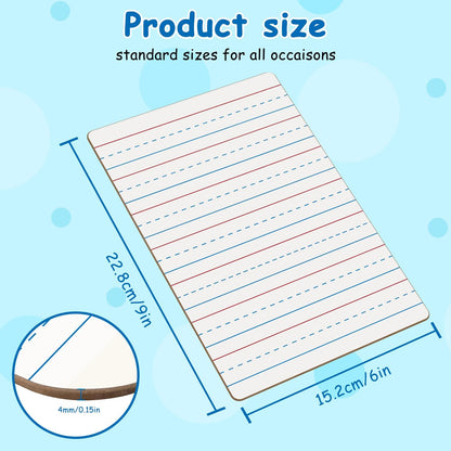 4-Pack Mini Dry Erase Boards, 6"x9" Double-Sided Lined Whiteboards for Students, Teachers – Reusable Boards for Math, English, Handwriting Practice, Ideal for Classroom & Homeschool Learning